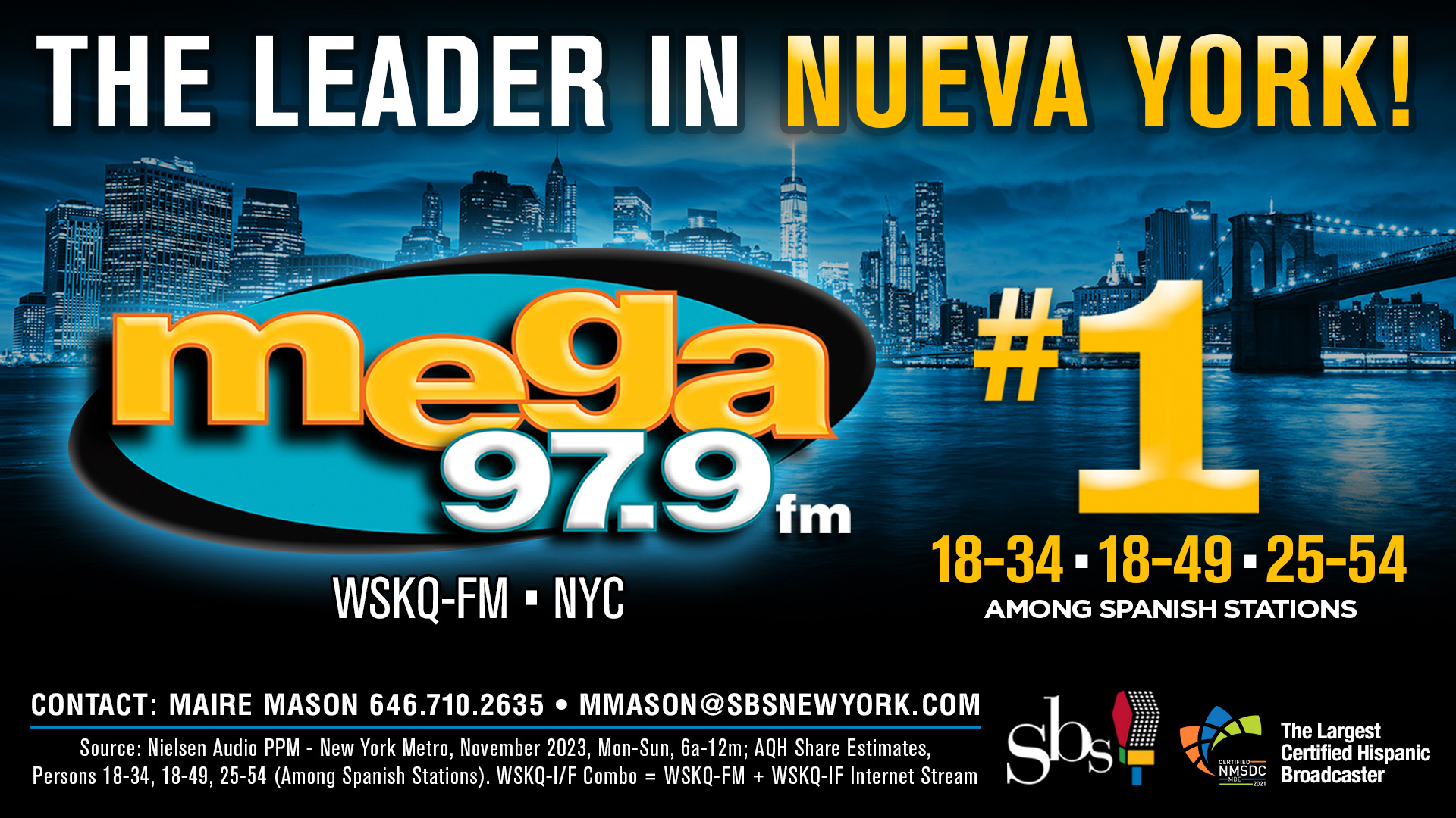 WSKQ-FM, The Leader in Nueva York!